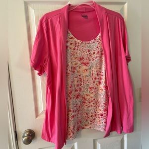 Basic Edition Pink Short Sleeve U-Neck Blouse